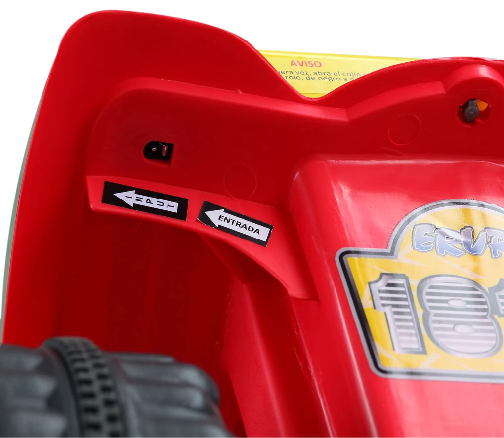 HOMCOM Quadriciclo Bateria 6V Quadicilo Elétrico para Crianças acima de 18 Meses Velocidade 2,5km/h Carga Máx 20kg Sons Luzes e Carregador Incluido 66x43x43 Vermelho e Amarelo