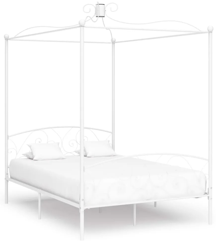 284470 vidaXL Estrutura de cama com dossel 120x200 cm metal branco