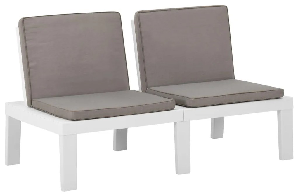 315848 vidaXL Banco lounge de jardim com almofadão plástico branco