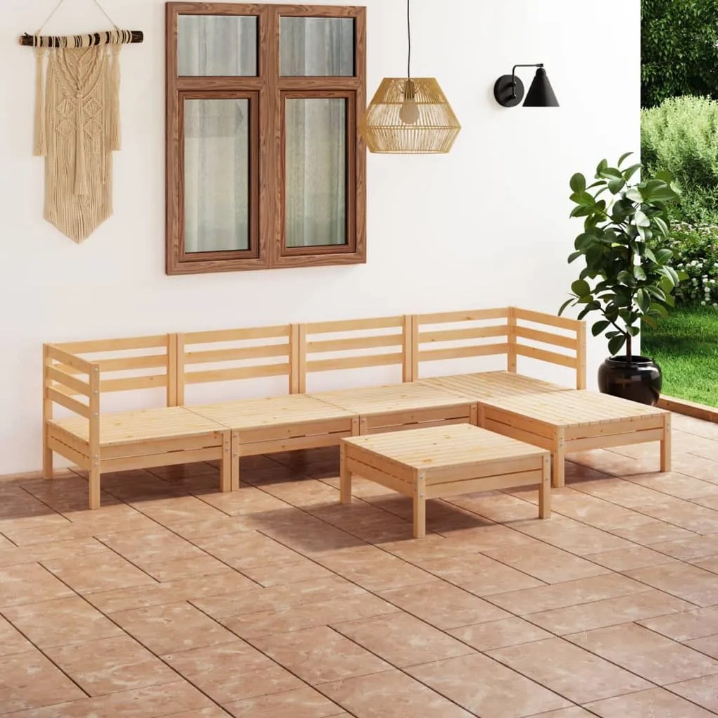 vidaXL 6 pcs conjunto lounge de jardim pinho maciço