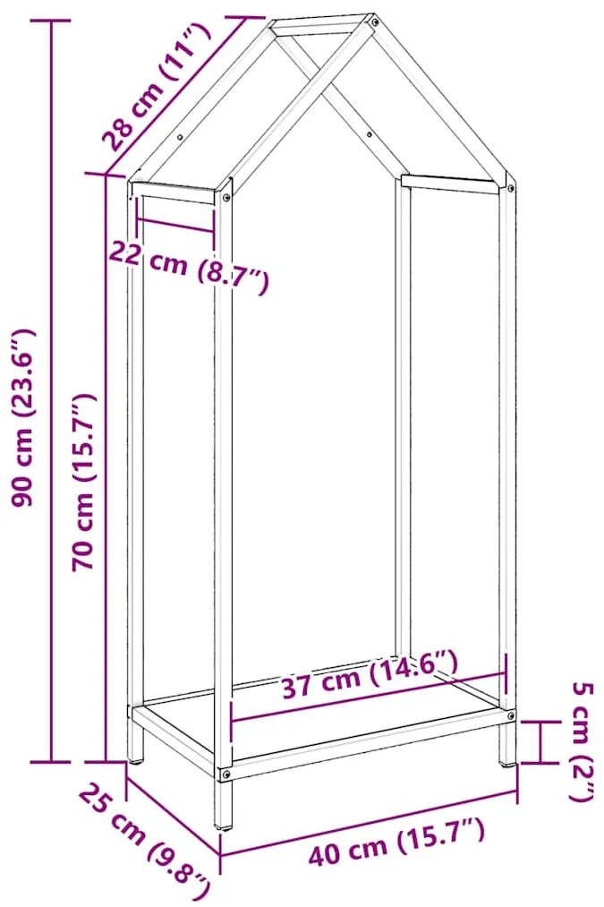 Suporte para lenha 40x25x90 cm aço laminado a frio branco