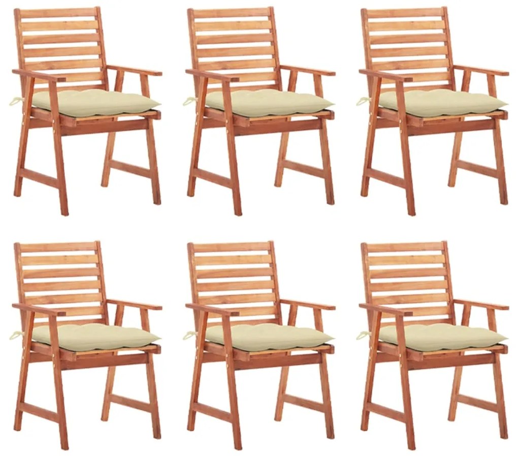 vidaXL Cadeiras de jantar p/ jardim 6 pcs c/ almofadões acácia maciça