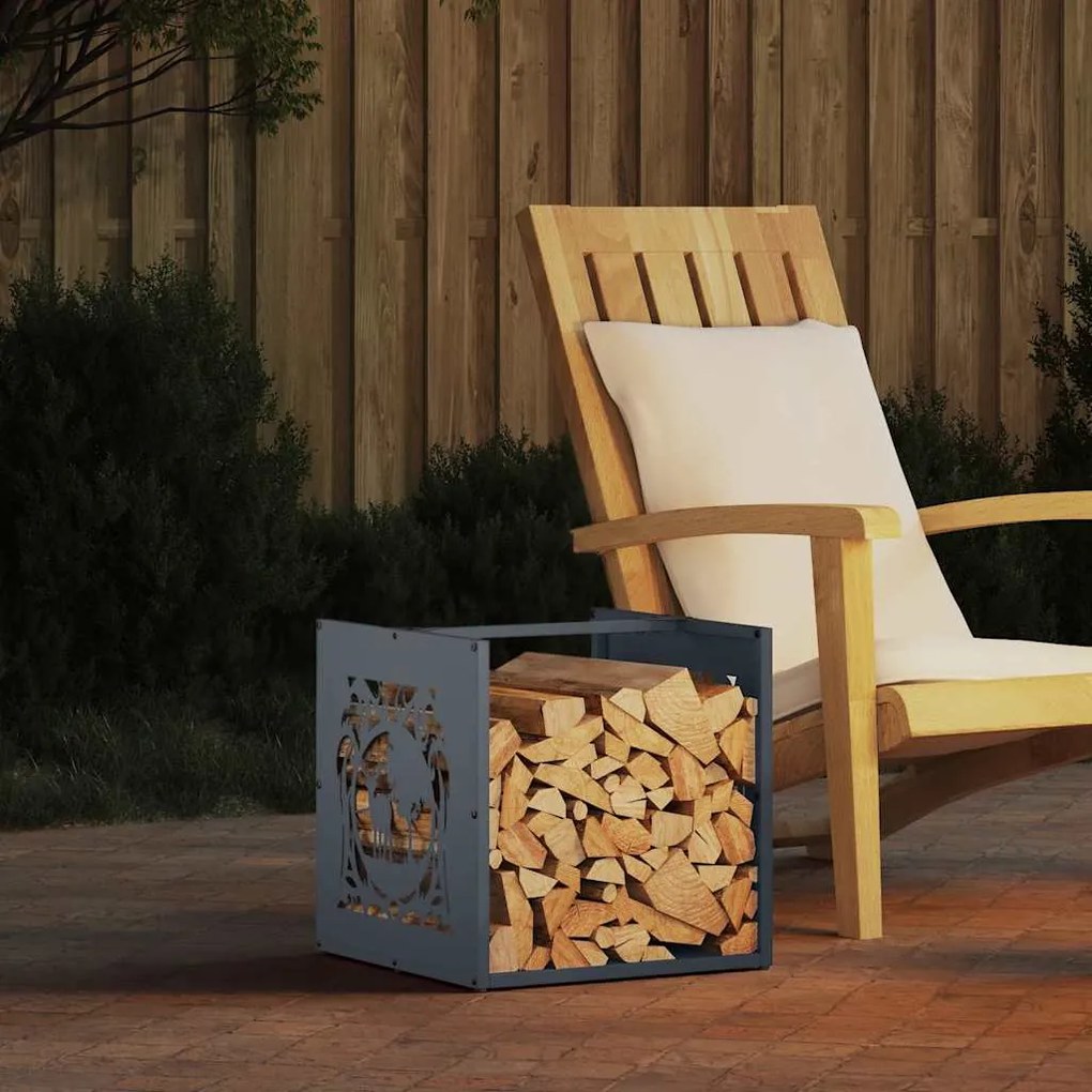 vidaXL Suporte para lenha 40x40x40 cm aço laminado a frio antracite