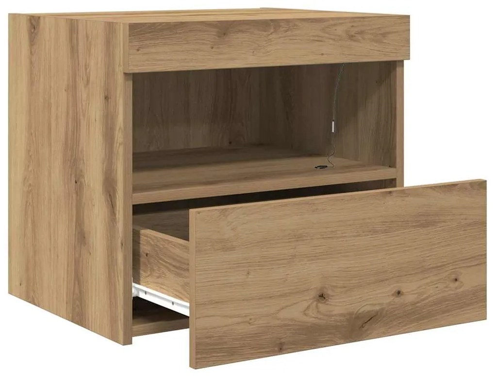 Camas de cabeceira vidaXL com luzes LED 2 pcs Carvalho Artisan 50x40x4