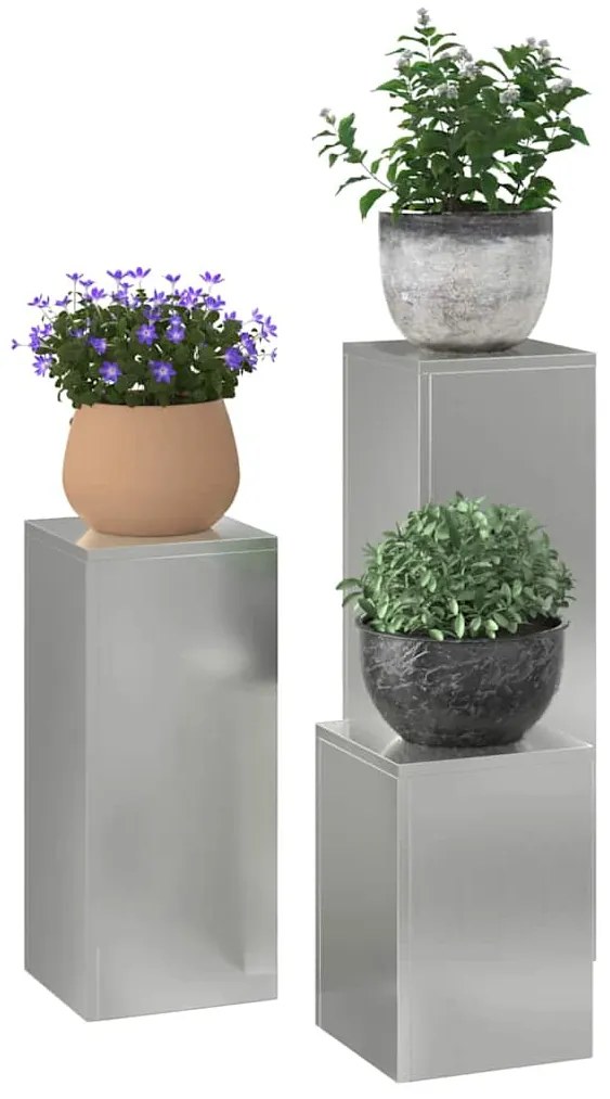 Conjunto de 3 Suportes para Plantas Externos em Aço Galvanizado