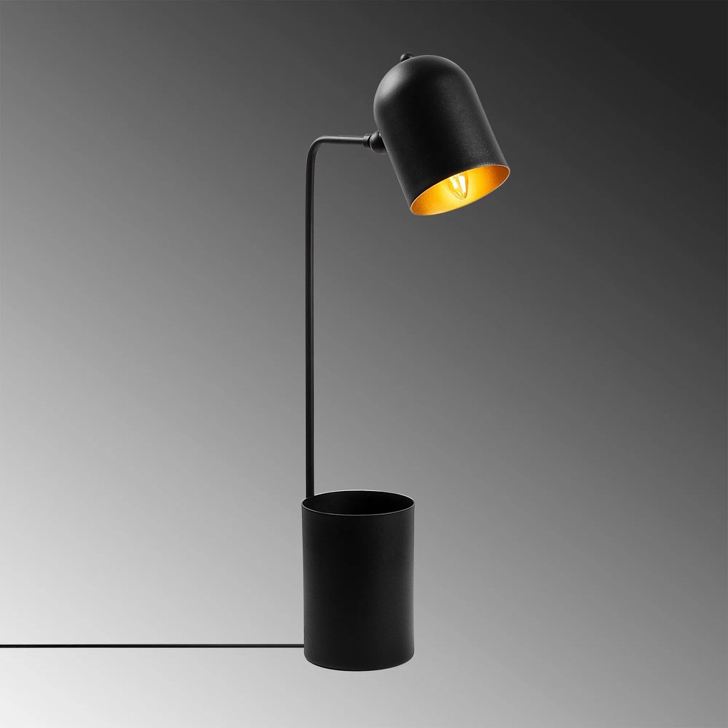 Candeeiro de Mesa Pot – Preto e Dourado – 12 x 27 x 64 cm