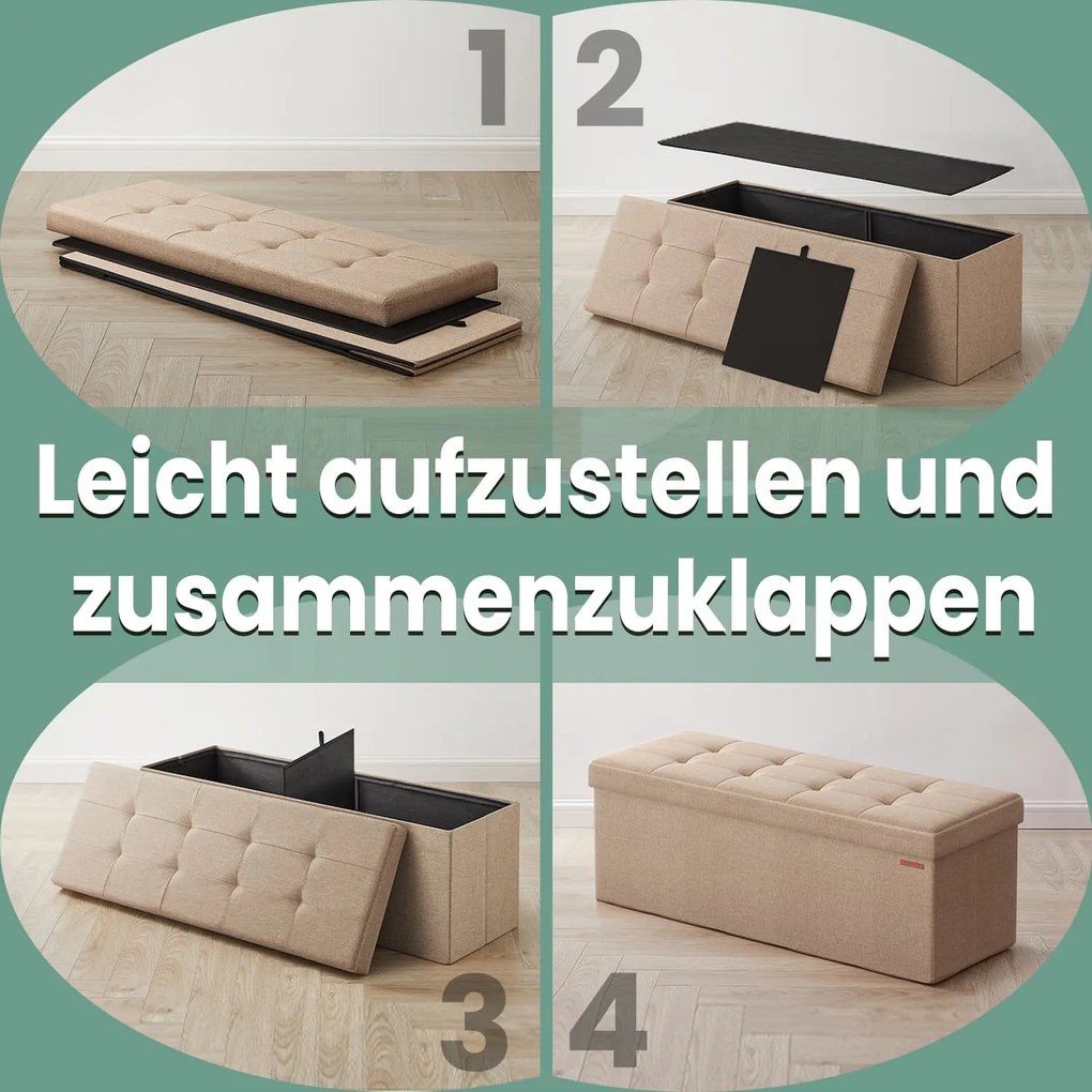 Banco com espaço de arrumação 38 x 110 x 38 cm castanho camelo