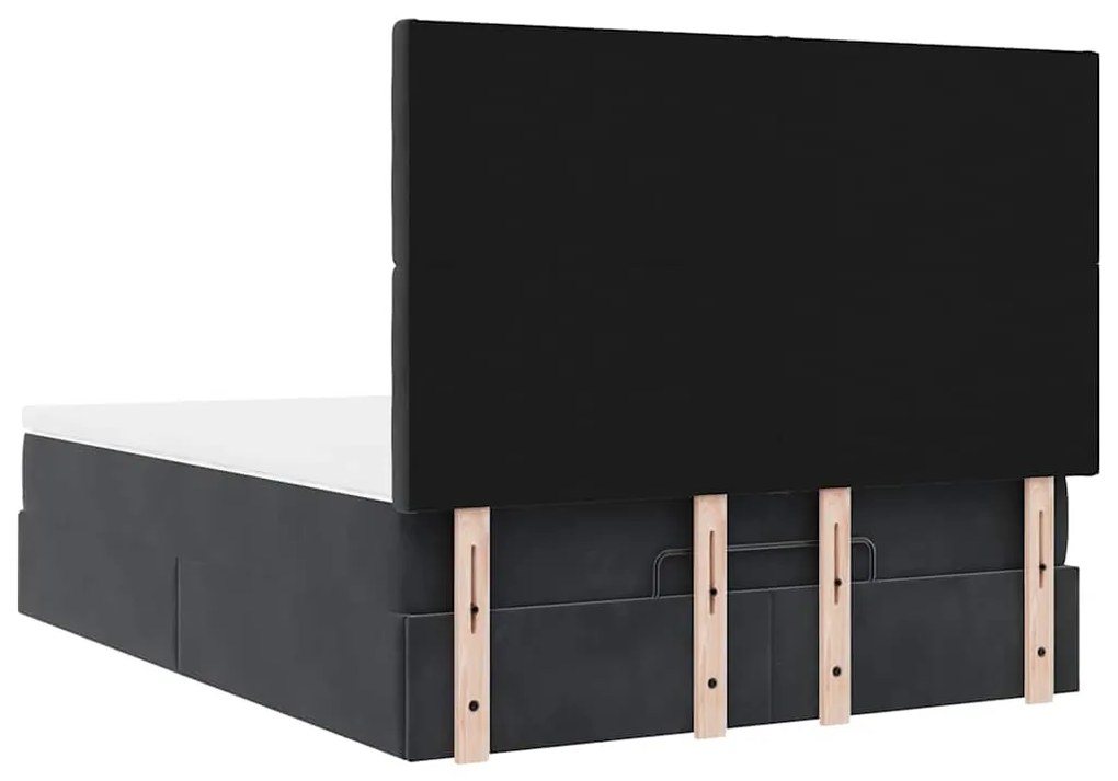 Estrutura de cama otomana com colchões 140x200 cm veludo preto