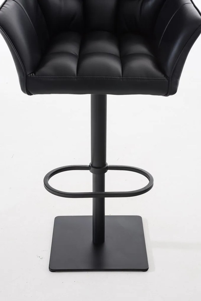 Banco de bar Damaso em couro sintético e com estrutura preta 64 x 88-113 x 45 cm Preto