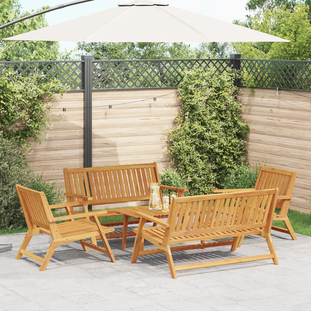 vidaXL Cadeiras de Jardim com Mesa 5 pcs de Madeira Sólida de Acácia