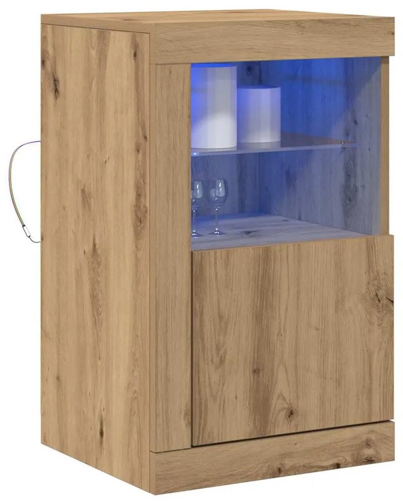 Buffet vidaXL com Luzes de LED Carvalho Artisan 41x37x67 cm