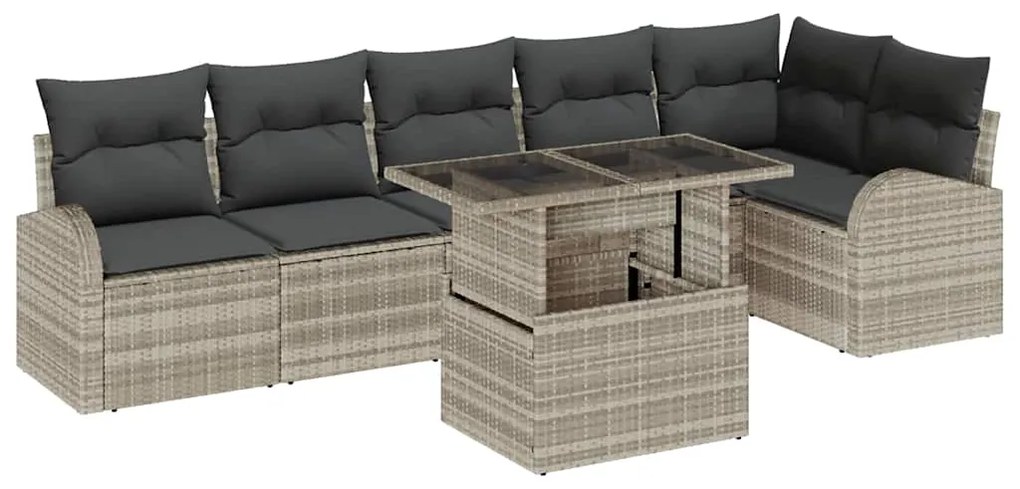 Conjunto de Sofá de Jardim vidaXL com Almofadas Cinza Claro Rattan Sin