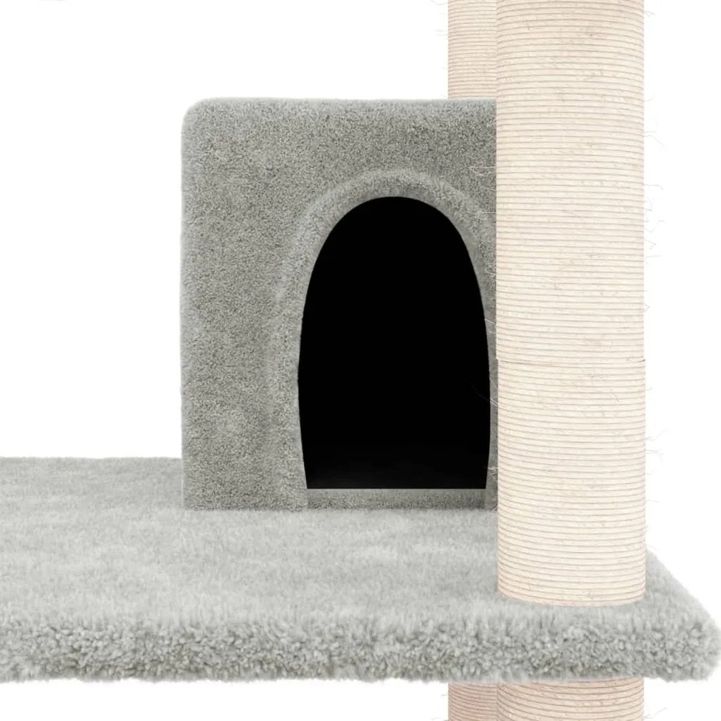 Árvore p/ gatos c/ postes arranhadores sisal 162 cm cinza-claro