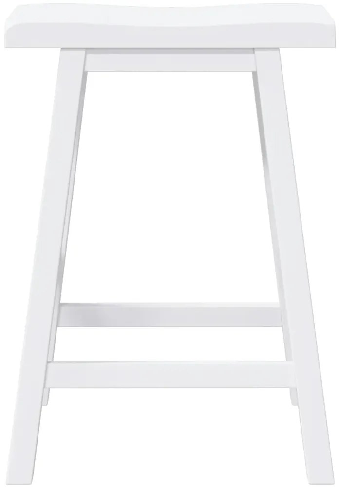 Bancos de bar 2 pcs madeira de seringueira maciça branco