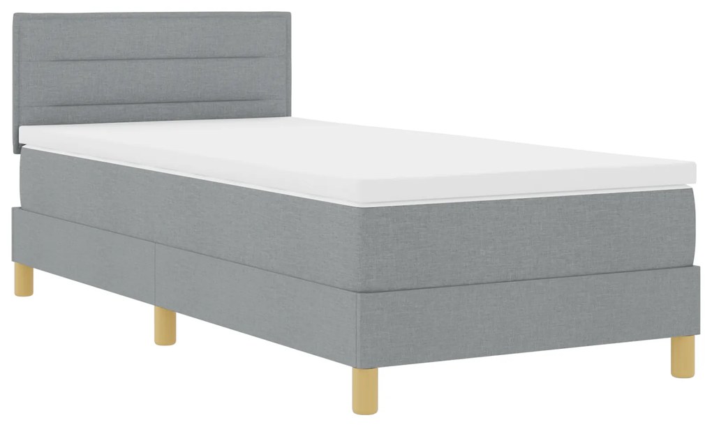 Cama Box com Colchão Cinza Claro 90x200 cm Tecido
