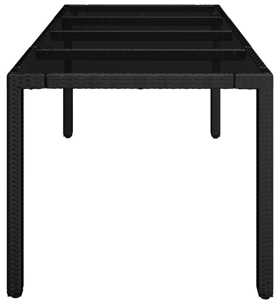 Mesa de jardim com tampo de vidro 190x90x75 cm vime PE preto