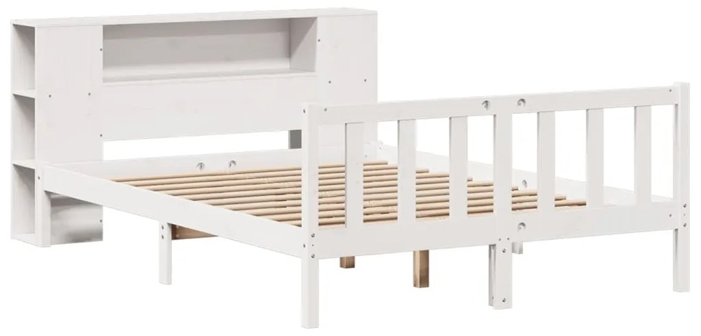 Cama com estante sem colchão 120x190 cm pinho maciço branco