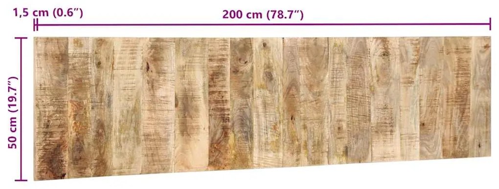 Cabeceira 200 cm madeira de mangueira áspera maciça