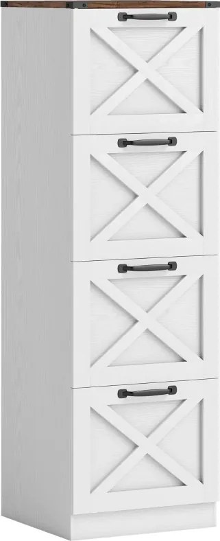 Móvel arquivo para Escritório 40x40x131 cm com 4 Gavetas com Trilho Suspenso para A4 e Carta  Branco