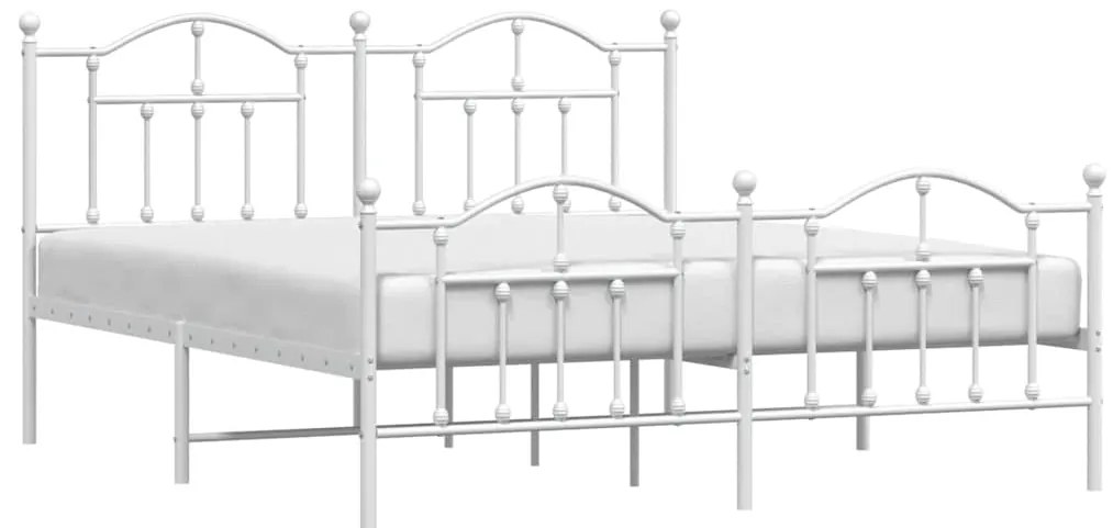 Estrutura de cama com cabeceira e pés 183x213 cm metal branco