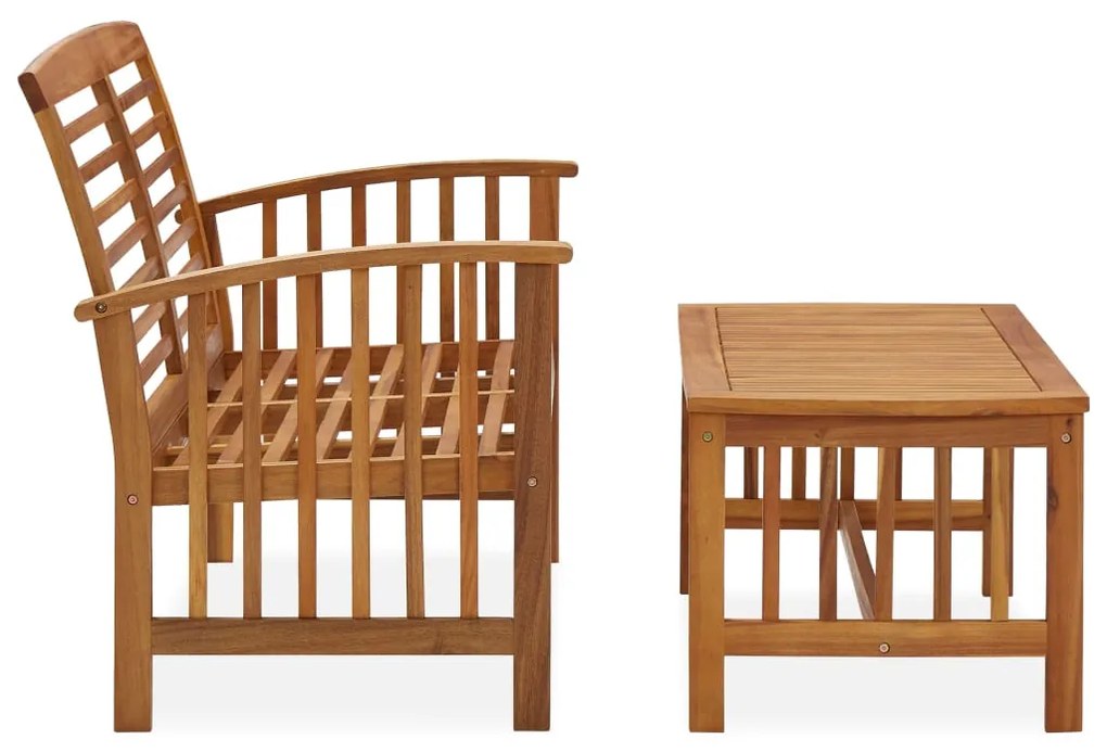 2 pcs conjunto lounge de jardim madeira de acácia maciça