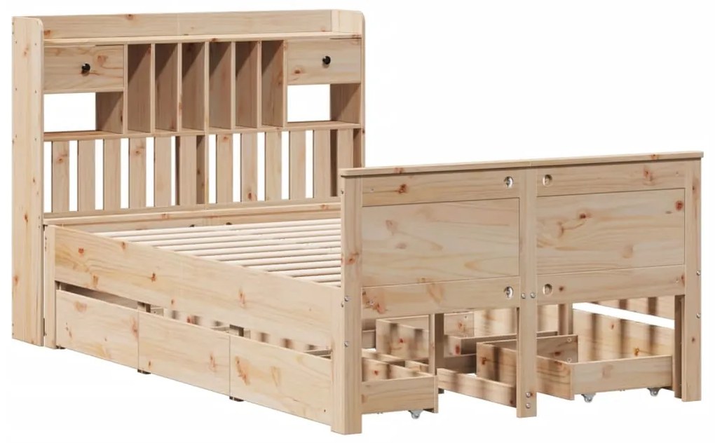 Cama com estante sem colchão 135x190 cm pinho maciço