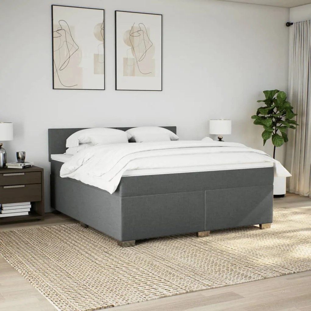 Cama com molas/colchão 180x200 cm tecido cinzento-escuro