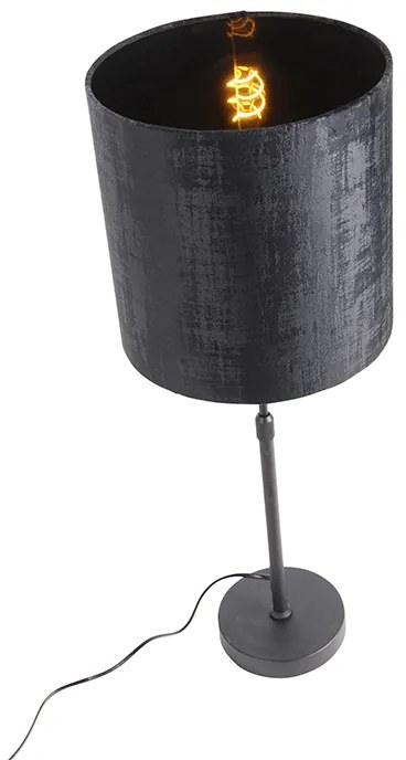 Candeeiro de mesa com abajur de veludo preto 25 cm ajustável - Parte Moderno