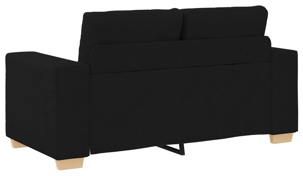 Conjunto de Sofá de 3 Peças com Almofadas em Tecido Preto