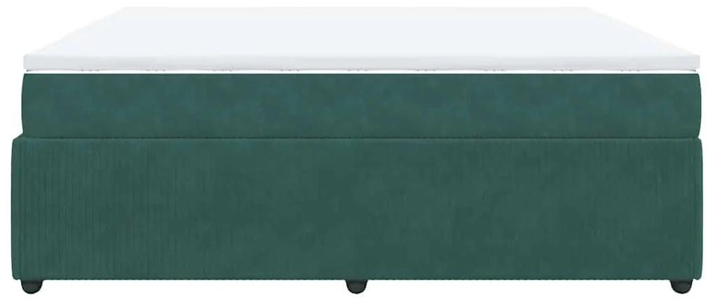 Cama com molas/colchão 180x200 cm veludo verde-escuro