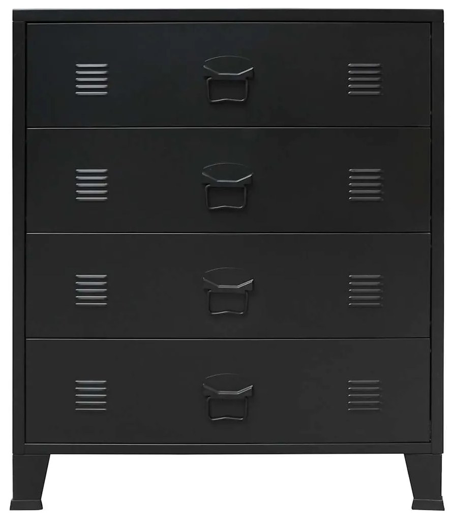 Armário de gavetas em metal estilo industrial 78x40x93 cm preto