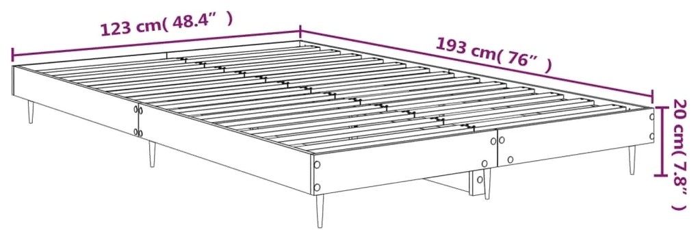 Estrutura de cama 120x190 cm derivados madeira carvalho sonoma