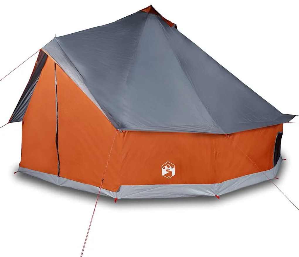 Tenda familiar tipi para 12 pessoas impermeável cinza/laranja