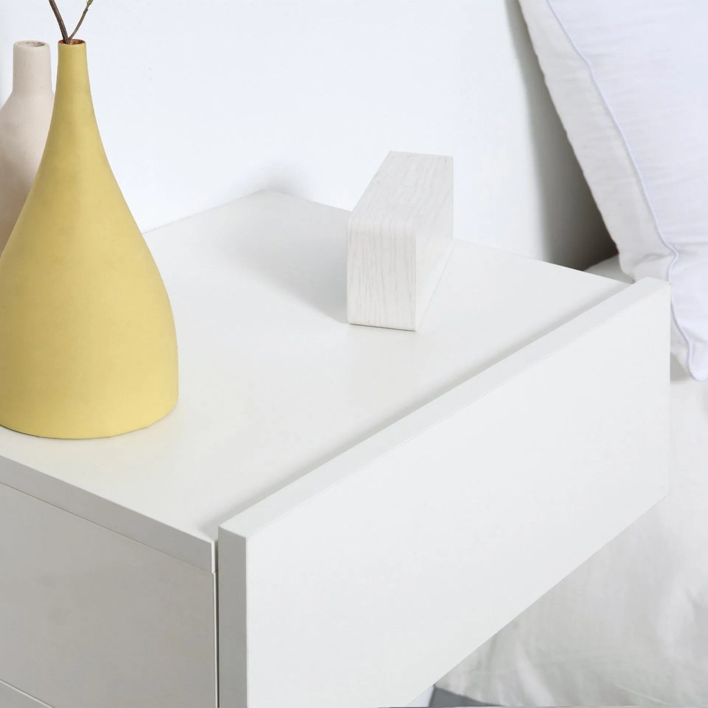 Conjunto de 2 Mesinhas de Cabeceira Hoten - Branco - Design Moderno