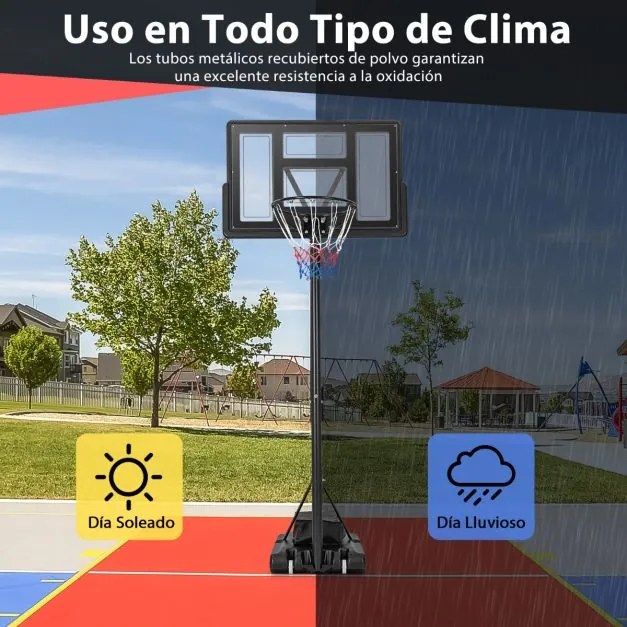 Cesto de basquetebol portátil com 11 níveis de altura ajustável com 110 cm de tabela Base almofadada Saco de peso para crianças