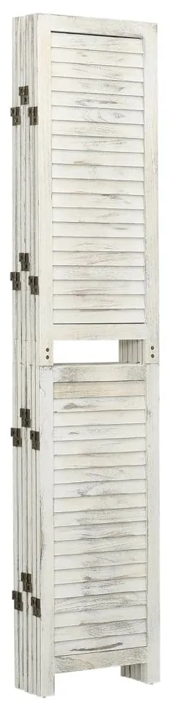 Biombo com 6 painéis 215x166 cm madeira branco antigo