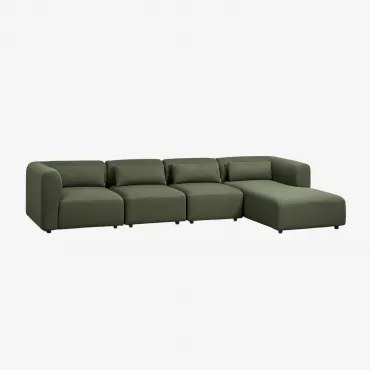 Sofá Modular Chaise Longue Direito De 4 Peças Fogler Tecido Pele De Borrego Verde Sálvia - Sklum