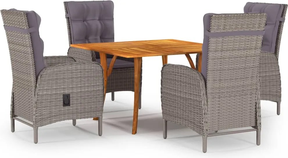vidaXL 5 pcs conjunto de jantar para jardim cinzento