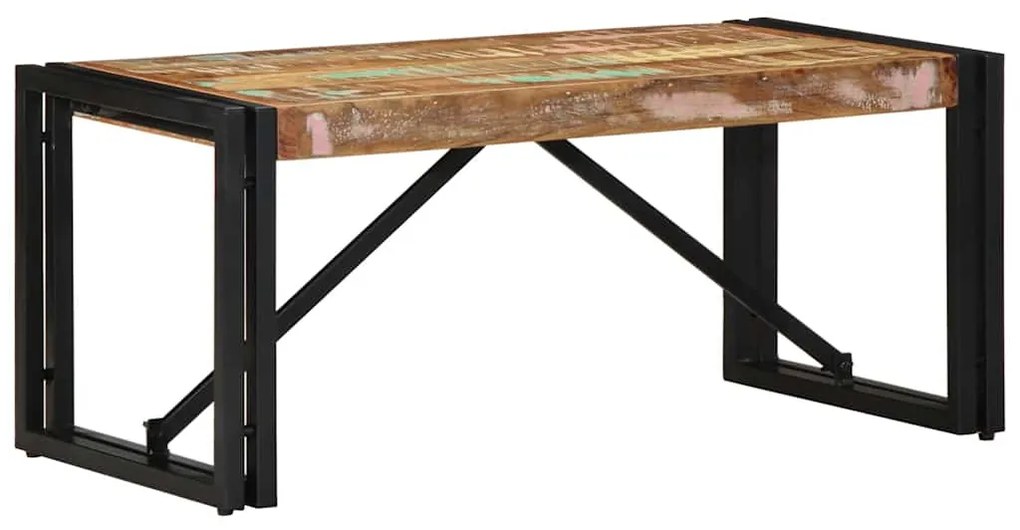 Mesa de centro multicor 80x40x35 cm madeira maciça recuperada