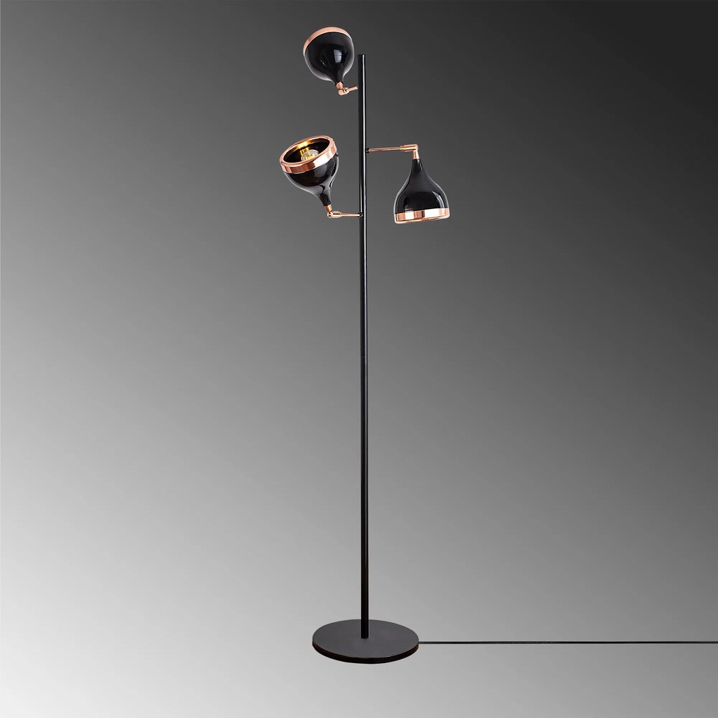 Candeeiro de Pé Yildo – Preto e Cobre – 163 cm