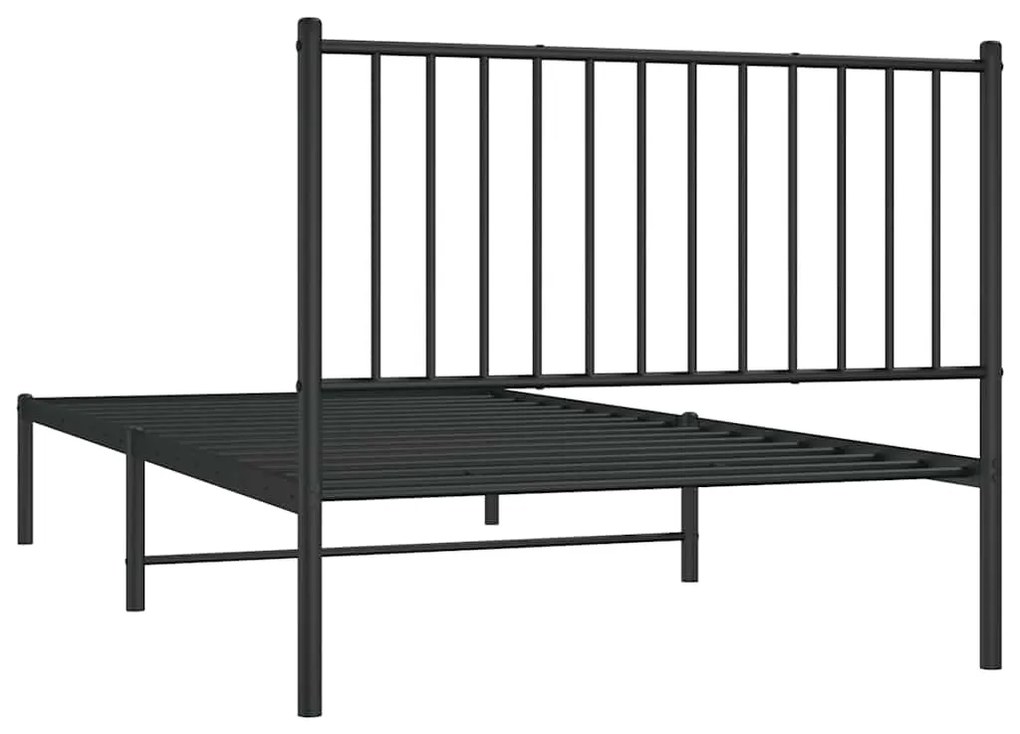 Estrutura de cama com cabeceira 100x200 cm metal preto