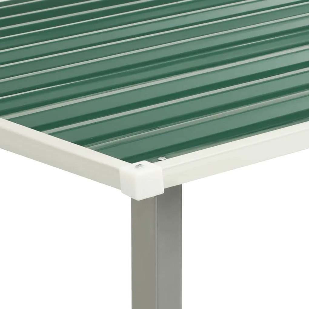 Abrigo de jardim com portas de correr 386x259x178 cm aço verde