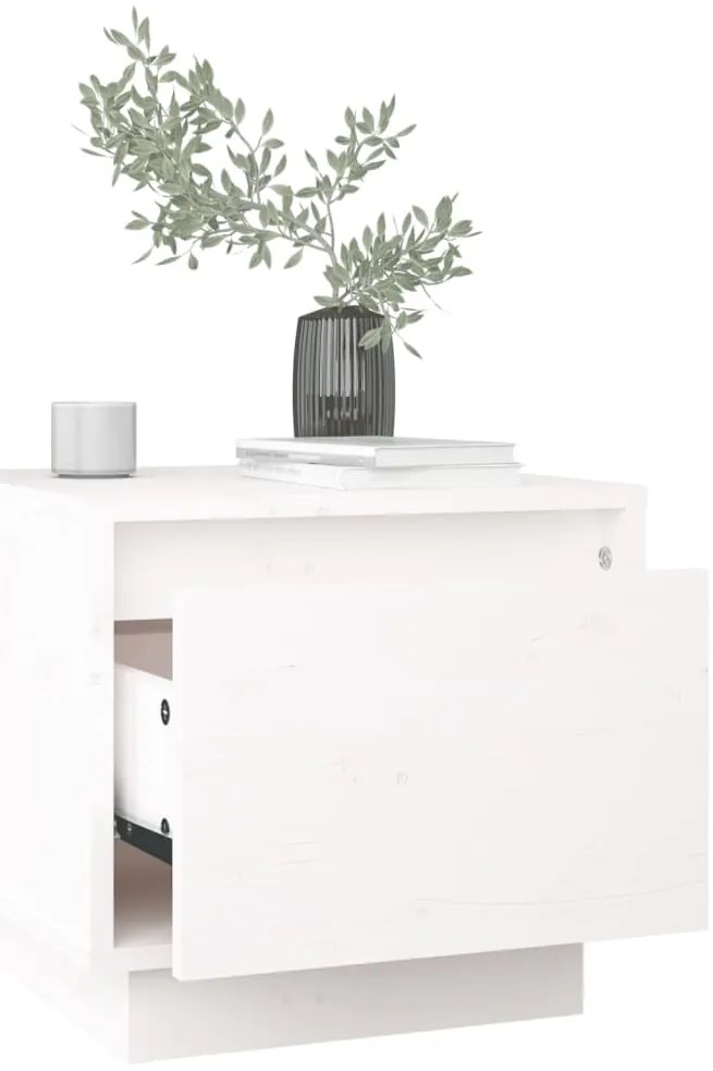 Mesa de cabeceira 35x34x32 cm madeira de pinho maciça branco