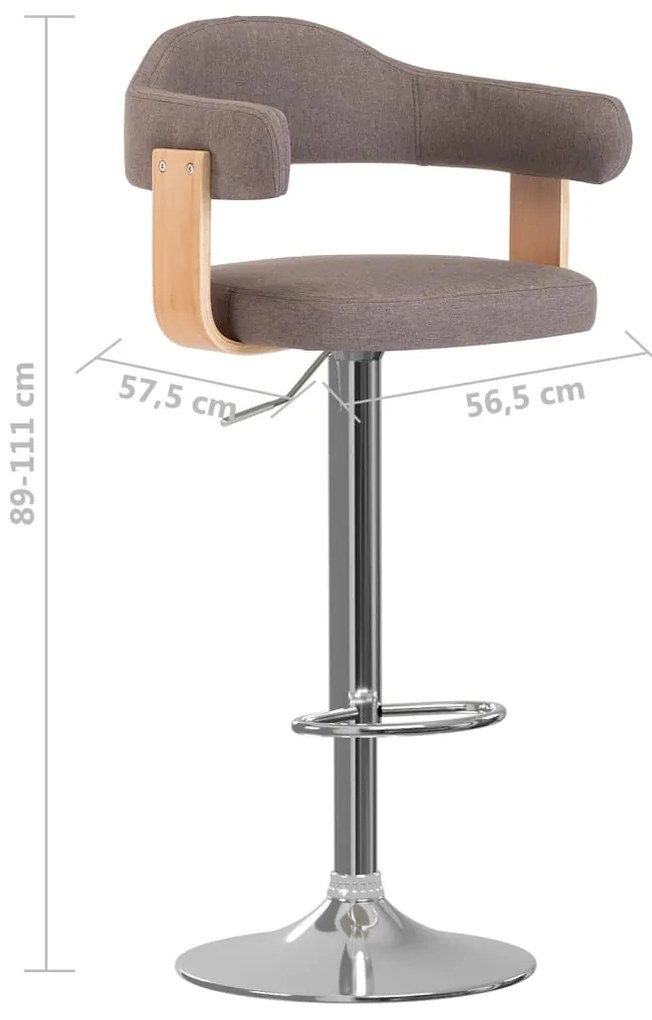 Bancos de bar 2 pcs tecido e madeira curvada cinza-acastanhado