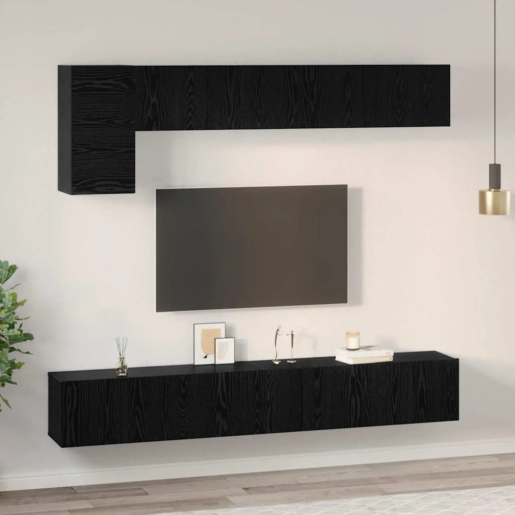 Conjunto de móvel de TV 5 pcs Carvalho Preto 100 x 30 x 30 cm