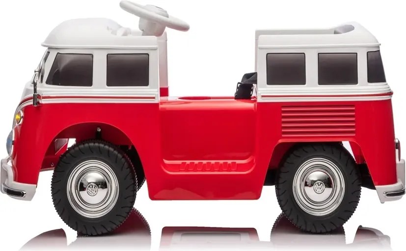 Carro elétrico para crianças Volkswagen Pão de Forma T1 12V Clássica com pneus de borracha Vermelha