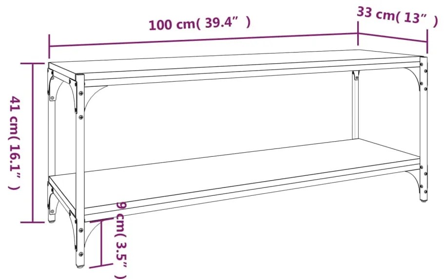 Móvel de TV 100x33x41 cm derivados madeira/aço cinzento sonoma