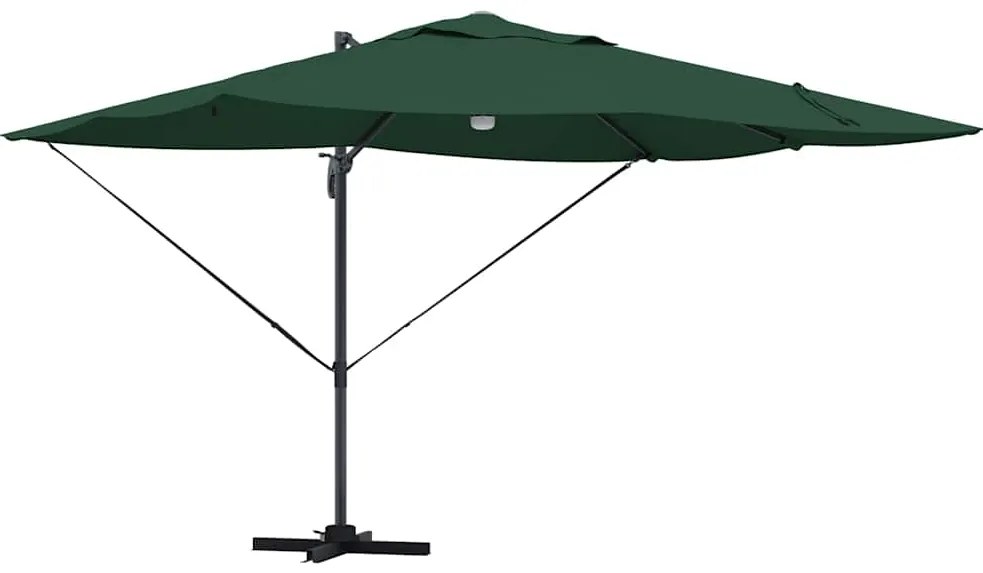 Guarda-sol Cantilever Roma da , com LEDs verdes e medidas de 352x251x2