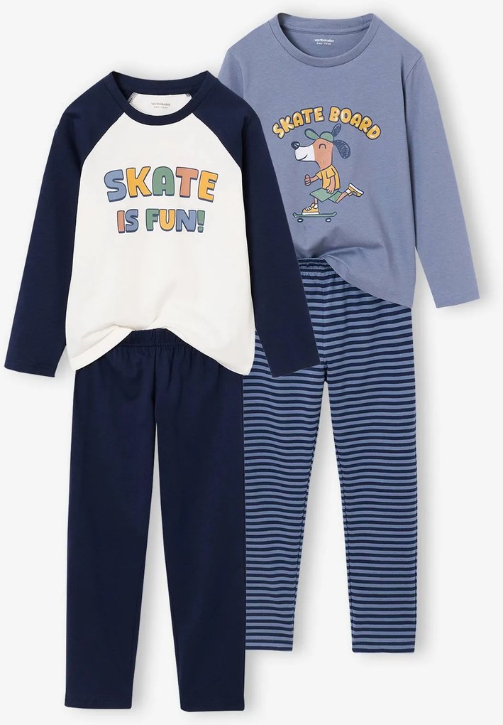 Lote de 2 pijamas VERTBAUDET para menino azul-acinzentado