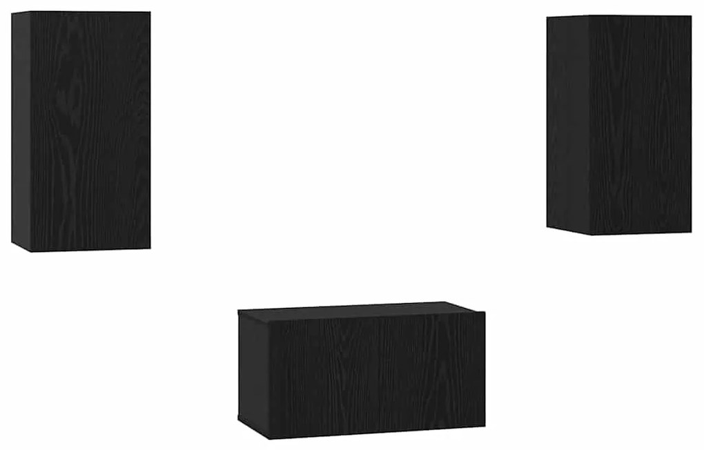 Conjunto de móvel de TV 3 pcs Carvalho Preto 60 x 30 x 30.5 cm